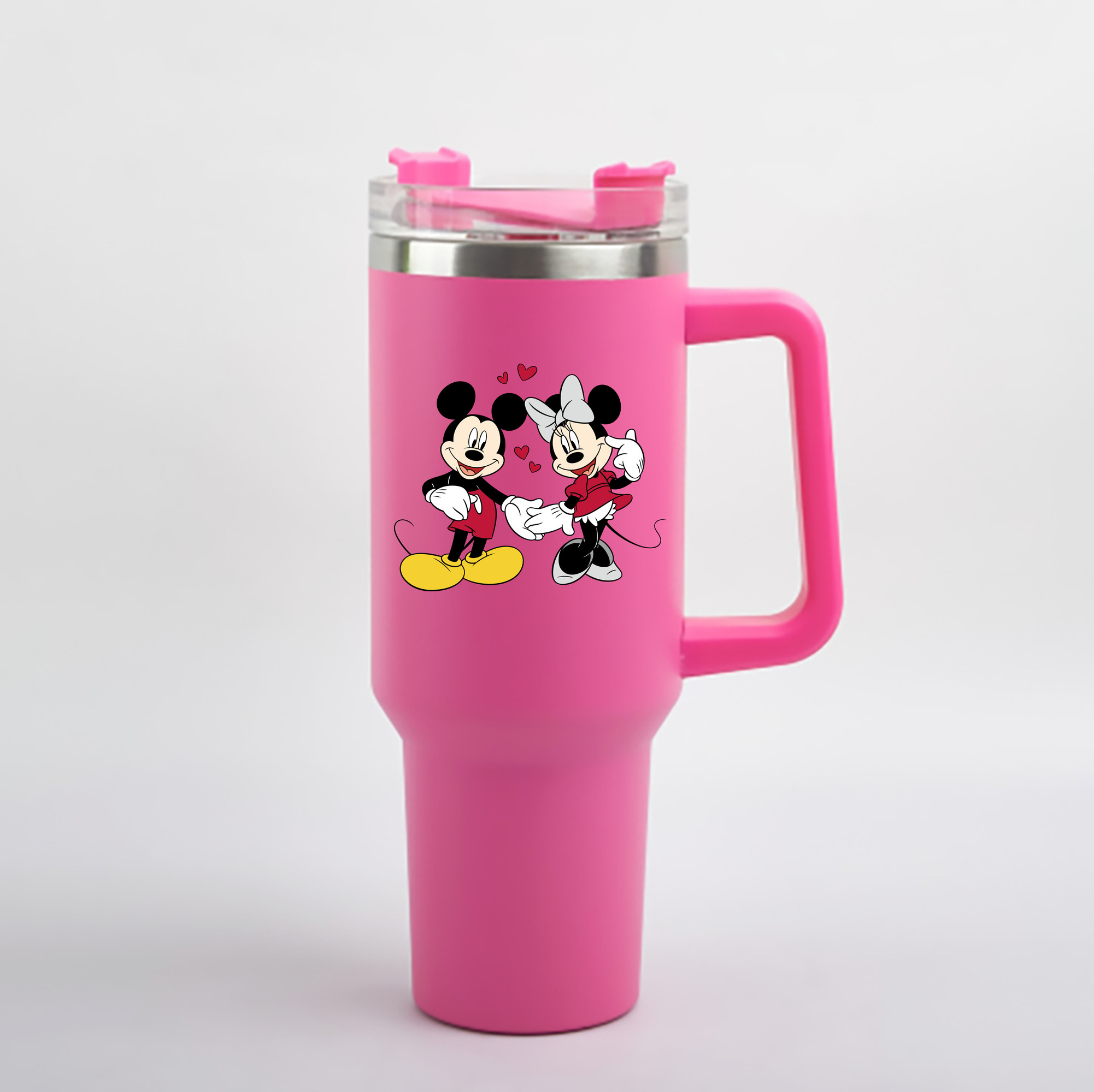 （画像用） ミッキーマウス Mickey Mouse 1200mL車用タンブラー - クリスタルステッカー（プラスチックストロー付き）